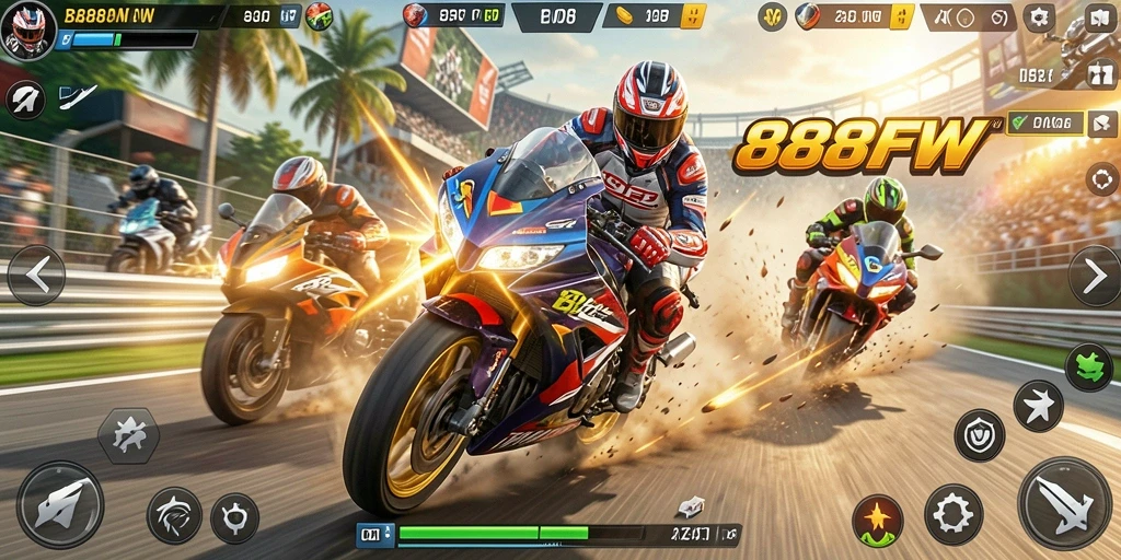 Gameplay seru dari balapan motor di 888FW.