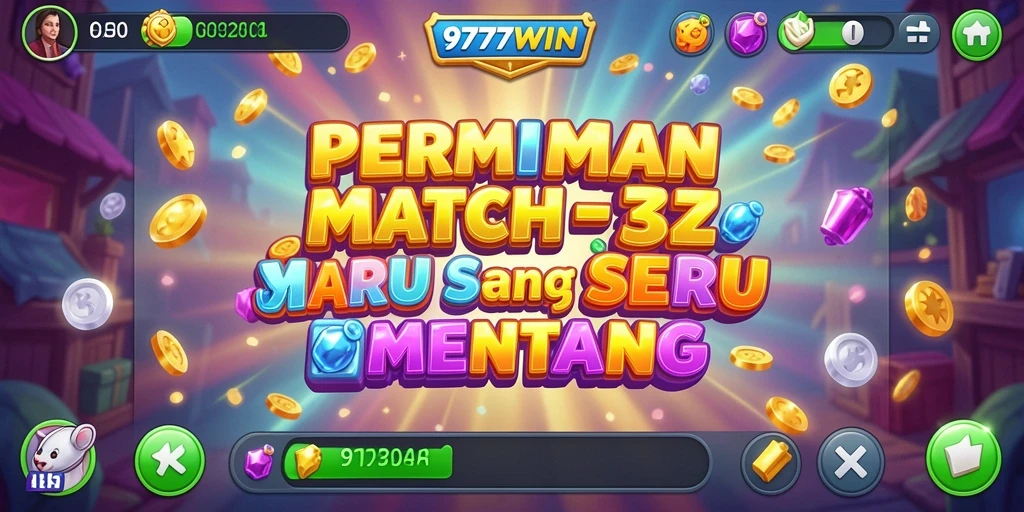 Screenshot menunjukkan gameplay seru dalam 9777WIN dengan permata berwarna-warni.