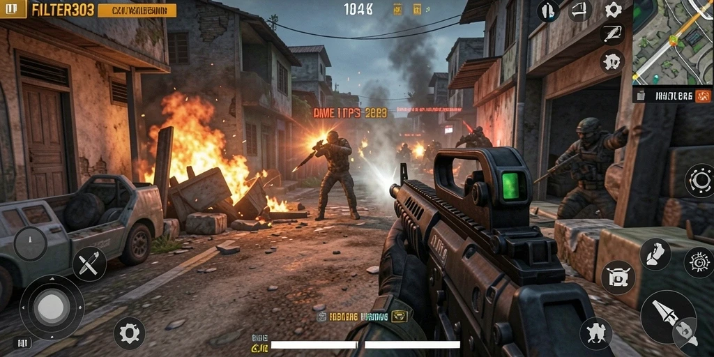 Tampilan gameplay FILTER303 yang seru dan mendebarkan dalam mode TPS.