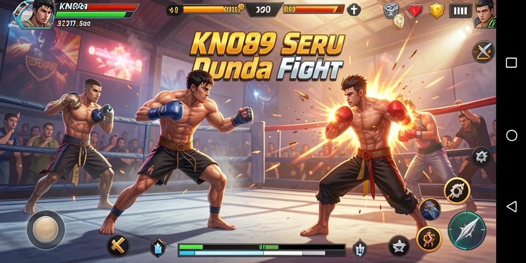 Tangkapan layar menunjukkan karakter dalam pertarungan epik di KNO89.