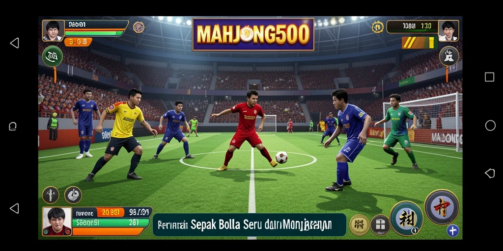 Tampilan permainan <strong>MAHJONG500</strong> yang mendebarkan dalam aksi sepak bola.