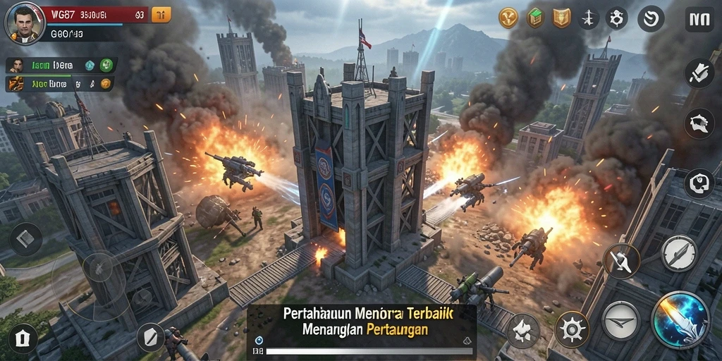 Screenshot gameplay Tower Defense WG87 menunjukkan aksi seru dan taktis.